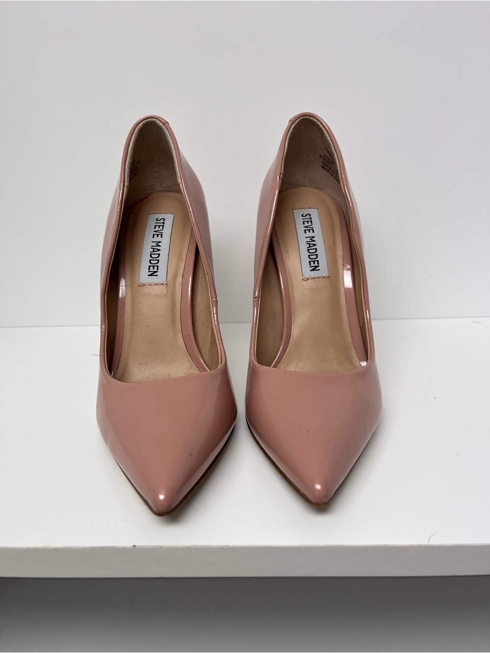Steve Madden Nude Pink Patent Pointed-Toe Pumps